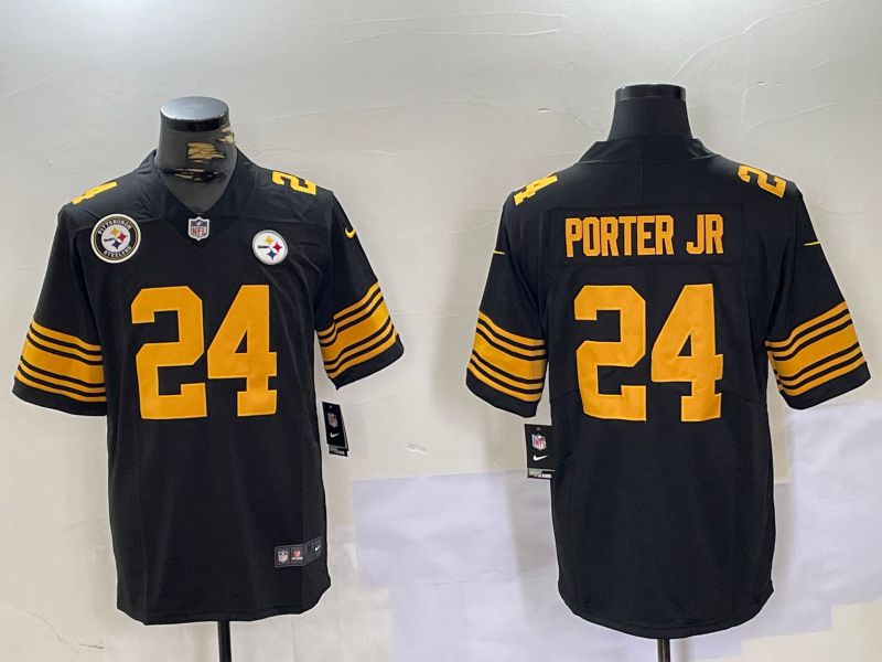 Men Pittsburgh Steelers #24 Porter jr Black 2024 Nike Limited NFL Jersey style 3->denver broncos->NFL Jersey